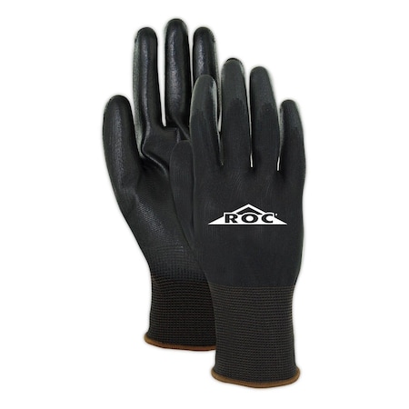 Magid Coated Gloves, Polyurethane, 4 Abrasion Level, Black, 7 12 PK BP1697